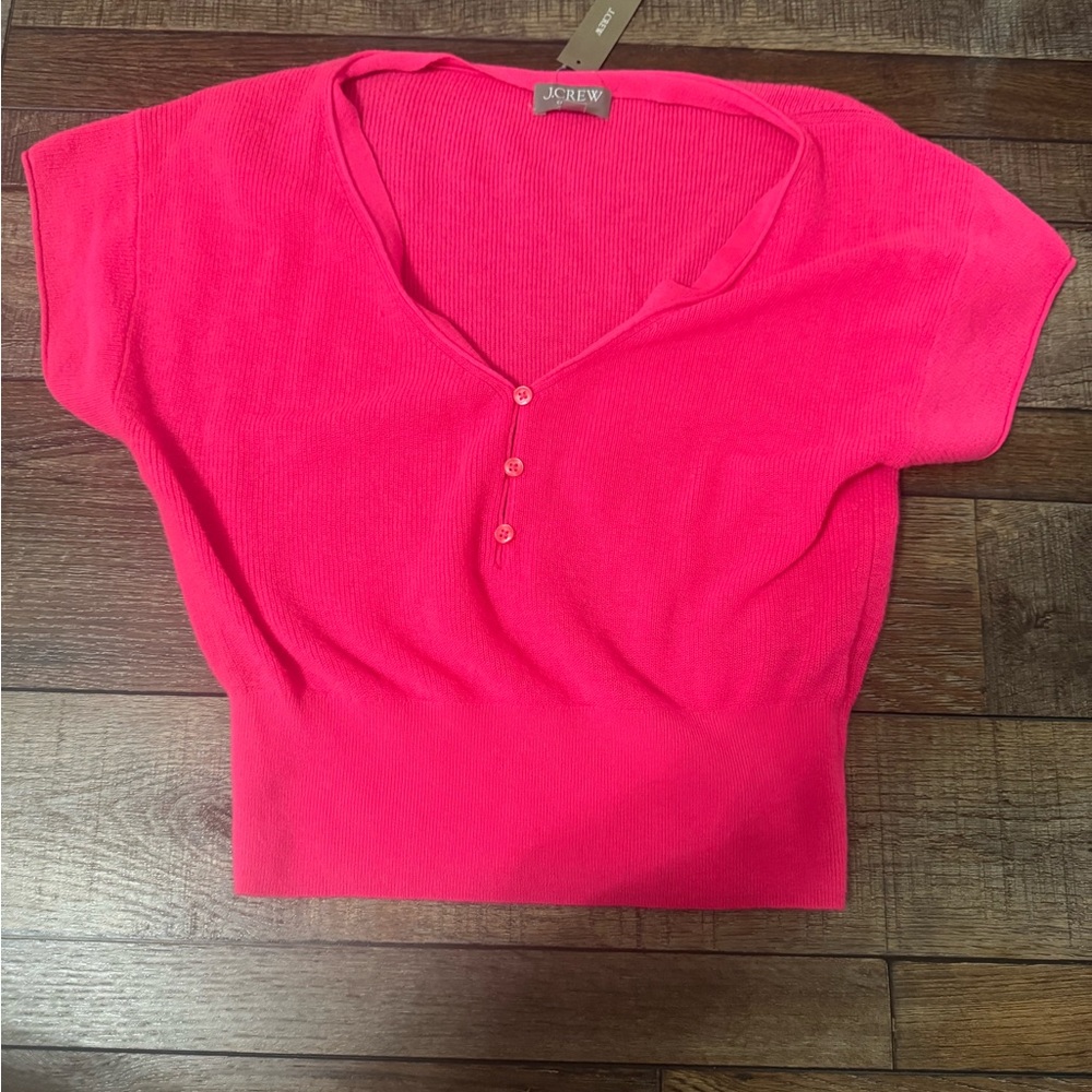 J. Crew Pink Fitted Blouse with Cap Sleeves